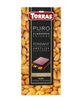 Шоколад чорний без глютену TORRAS Puro Fondant Dark Whole Almond з мигдалем 48%, 200 г (8410342002150) - фото