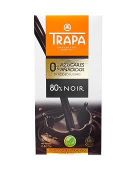 Шоколад черный без сахара Trapa Noir 0% Added Sugar 80%, 80 г (8410679234514) - фото