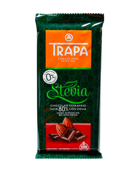 Шоколад чорний без цукру Trapa Stevia Noir 0% Added Sugar 80%, 75 г (8410679030031) - фото