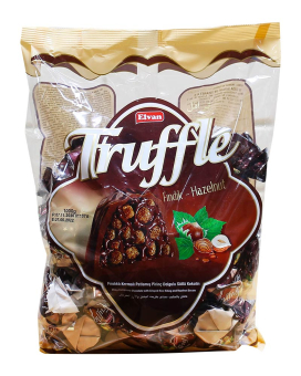 Конфеты трюфель шоколадные с ореховим кремом и хрустящим рисом Elvan Truffle Hazelnut, 1 кг (8693029204027) - фото