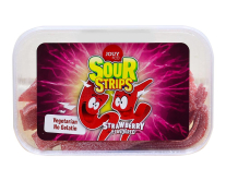 Конфеты жевательные со вкусом клубники JOUY & CO Sour Strips Strawberry Flavoured, 225 г (8719992179282) - фото