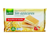 Вафлі без цукру з ванільним прошарком GULLON ZERO Diet Nature Barquillos de Vainilla, 180 г (8410376059380) - фото