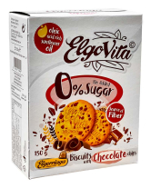 Печенье без сахара с шоколадной крошкой Elgorriaga Elgo Vita 0% Sugar Chocolate Chips, 150 г (8410255913406) - фото
