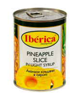 Ананас консервированный кольцами в сиропе Iberica Pineapple Slice in Light Syrup, 565 г (8436024298925) - фото