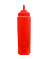 Бутылка для соуса красная, 800/900 мл (соусник, диспенсер, дозатор) - фото