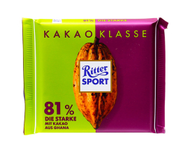 Шоколад чорний з Гани Ritter Sport Ghana 81%, 100 г (4000417938008, 4000417693815) - фото