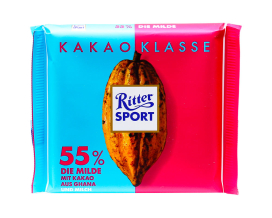 Шоколад молочний з Гани Ritter Sport Kakao Klasse Ghana 55%, 100 г (4000417931009) - фото