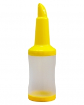 Пляшка з гейзером + кришка, 1 л, жовта (диспенсер, дозадор) - фото