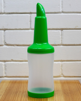 Пляшка з гейзером + кришка, 1 л зелена (диспенсер, дозатор) - фото