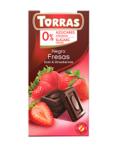 Шоколад чорний без цукру, без глютену TORRAS з полуницею 52%, 75 г (8410342002174) - фото