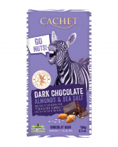 Шоколад Cachet черный с миндалем и морской солью 57%, 180 г - фото