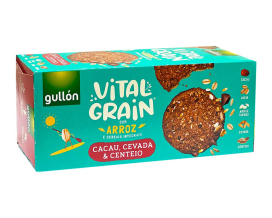 Печиво цільнозернове з какао, ячменем, житом і рисом GULLON Vitalgrain con Arroz, 250 г (8410376069853) - фото