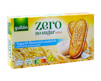 Печиво сендвіч цільнозернове з йогуртовим прошарком без цукру GULLON ZERO Yogurt Flavoured Sandwich, 220 г - фото
