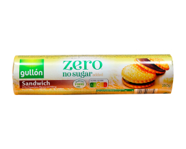 Печенье сэндвич без сахара с шоколадной прослойкой GULLON ZERO Sandwich Chocolate, 250 г (8410376037784) - фото