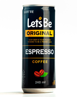 Напиток кофейный негазированный Let's Be Эспрессо ЛОТТЕ, 240 мл (LET`S BE Original Espresso LOTTE)  (8801056093242) - фото