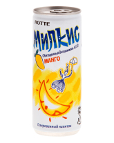Напій молочний безалкогольний газований Мілкіс Манго ЛОТТЕ, 250 мл (Milkis Mango LOTTE) (8801056009212) - фото