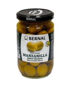 Оливки Мансанілья зі кісточкою, зі смаком анчоуса Bernal Aceitunas Manzanilla Sabor Anchoa, 300 г 8428391000126 - фото