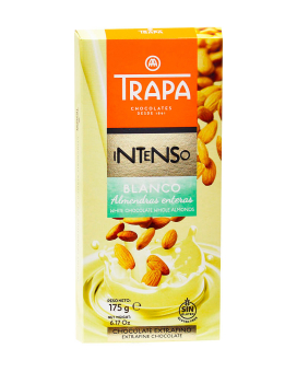 Шоколад білий з цільним мигдалем Trapa Intenso Blanco Whole Almonds, 175 г (8410679232084) - фото