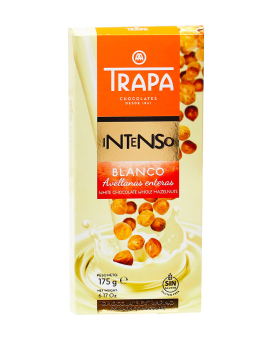 Шоколад білий з цільним фундуком Trapa Intenso Blanco Whole Hazelnuts, 175 г (8410679232091) - фото