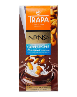 Шоколад молочний з цільним мигдалем Trapa Intenso Milk Chocolate Whole Almonds 30%, 175 г (8410679232022) - фото