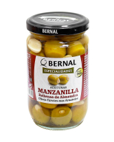 Оливки фаршировані мигдалем Bernal Gourmet Aceitunas Manzanilla Rellenas de Almendra, 300 г (8428391102721) - фото