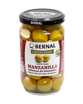 Оливки фаршированные миндалем Bernal Gourmet Aceitunas Manzanilla Rellenas de Almendra, 300 г (8428391102721) - фото