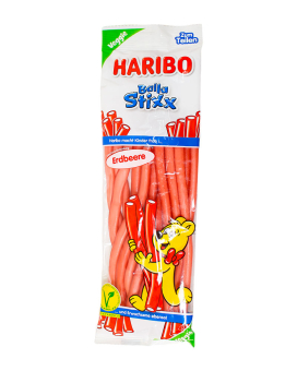 Желейные конфеты вегетарианские со вкусом клубники Haribo Balla Stixx Erdbeere, 200 г (8426617119492) - фото