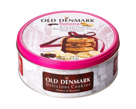 Печенье с бананом и шоколадной крошкой Old Denmark Tin Banana & Chocolate Chips, 150 г (5776879013377) - фото