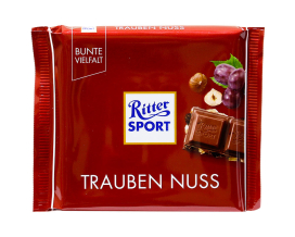 Шоколад молочний з фундуком та родзинками Ritter Sport Trauben Nuss, 100 г (4000417602213) - фото