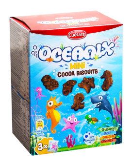 Печенье шоколадное Cuetara Oceanix Mini Cocoa Biscuits, 120 г (8434165453944) - фото
