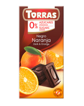 Шоколад чорний без цукру, без глютену TORRAS з апельсином 52%, 75 г (8410342002013) - фото