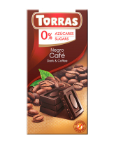 Шоколад чорний без цукру, без глютену TORRAS з кавою 52%, 75 г (8410342006318) - фото