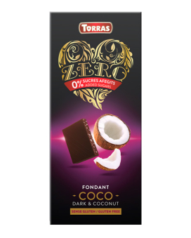 Шоколад черный без сахара, без глютена TORRAS Zero Coco с кокосом 47%, 125 г (8410342004659) - фото