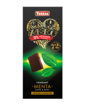 Шоколад черный без сахара, без глютена TORRAS Zero с мятой 72%, 100 г (8410342004970) - фото