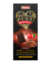 Шоколад чорний без цукру, без глютену TORRAS Zero з какао та журавлиною 52%, 125 г (8410342004994) - фото