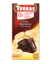 Шоколад чорний без цукру, без глютену TORRAS з бананом 52%, 75 г (8410342006011) - фото