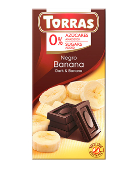Шоколад черный без сахара, без глютена TORRAS с бананом 52%, 75 г (8410342006011) - фото