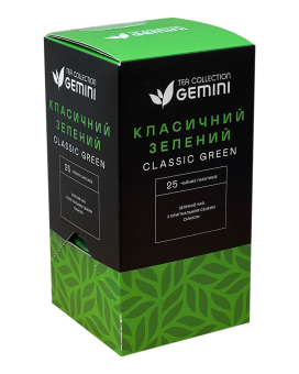 Чай Класичний зелений Gemini Classic Green, 25шт*2г (зелений чай у пакетиках) (4823115402592) - фото