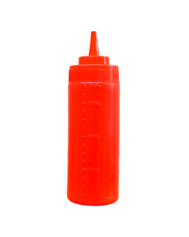 Бутылка для соуса красная, 360 мл (соусник, диспенсер, дозатор) - фото