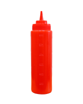 Бутылка для соуса красная, 600/720 мл (соусник, диспенсер, дозатор) - фото