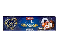 Шоколад молочний без цукру, без глютену TORRAS Zero з фундуком 34%, 300 г (8410342007261) - фото