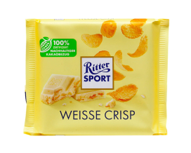 Шоколад белый с кукурузными и рисовыми хлопьями Ritter Sport Weisse Crisp, 100 г (4000417629210) - фото