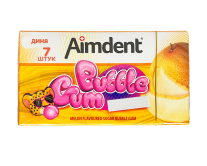 Жувальна гумка зі смаком дині Aimdent BUBBLE GUM MELON, 7 шт/уп (8681259507414) - фото