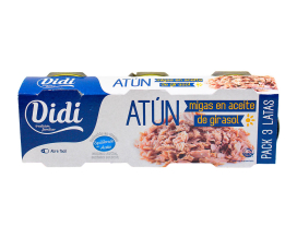 Тунець подрібнений консервований у олії Didi Atun Migas en Aceite de Girasol, 3шт*60 г 8426963011020 - фото