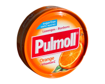 Леденцы без сахара со вкусом апельсина и кардамона Pulmoll Orange + Vitamin C, 45 г (4002590703954) - фото