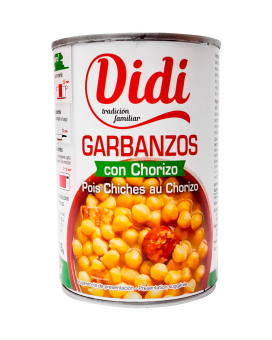 Нут консервований з Чорізо та беконом Didi Garbanzos con Chorizo, 415 г 8426963934565 - фото