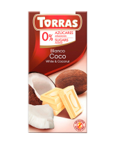 Шоколад білий без цукру, без глютену TORRAS з кокосом, 75 г (8410342002167) - фото