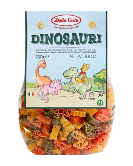 Макарони DALLA COSTA Dinosauri Динозаври з томатом та шпинатом, 250 г - фото