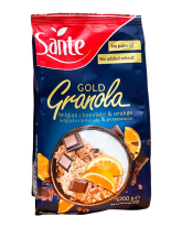 Цільнозернові пластівці Гранола Голд з бельгійським шоколадом та апельсином Sante Granola Gold Belgian Chocolate & Orange, 300 г (5900617037176) - фото