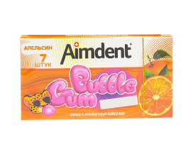 Жувальна гумка без цукру зі смаком апельсина Aimdent BUBBLE GUM ORANGE, 7 шт/уп 8681259507629 - фото